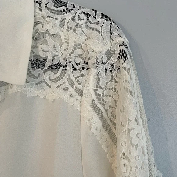 catherine Malandrino Long Sleeve Lace Button Down Blouse - Picture 4 of 9